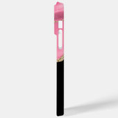 Rosa Tor, Name und Monogramm, Schwarz & Gold Box Case-Mate iPhone Hülle (Rückseite / Links)