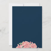 Rosa Torfbäume, blau bläulich elegante Babydusche Einladung (Rückseite)