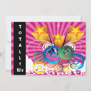Rosa total 80er Jahre Retro-Party Einladung