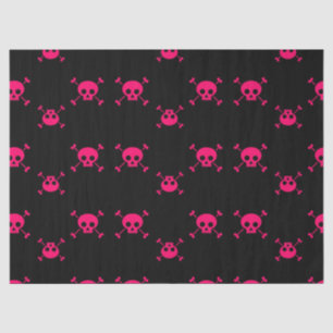 Rosa Totenkopf mit gekreuzter Knochen auf Seidenpapier