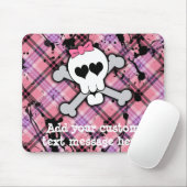 Rosa Totenkopf mit gekreuzter Knochen mit Herzen Mousepad (Mit Mouse)