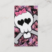 Rosa Totenkopf mit gekreuzter Knochen mit Herzen Visitenkarte (Rückseite)