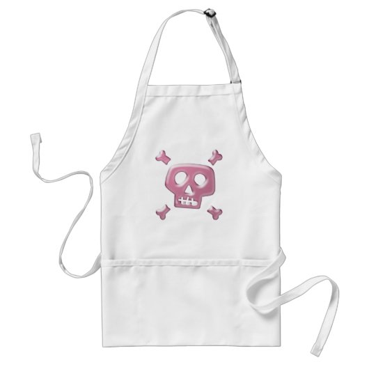 Rosa Totenkopf mit gekreuzter Knochen Schürze (Vorne)