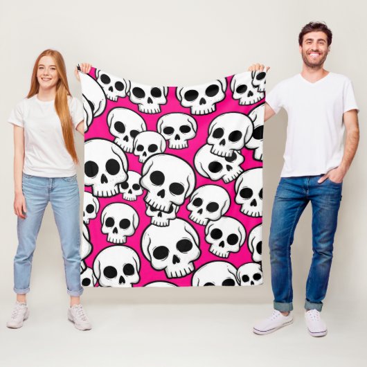Rosa Totenkopf-Muster Fleece-Decke Fleecedecke (Beispiel)