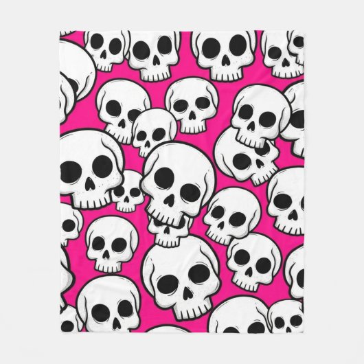 Rosa Totenkopf-Muster Fleece-Decke Fleecedecke (Vorderseite)