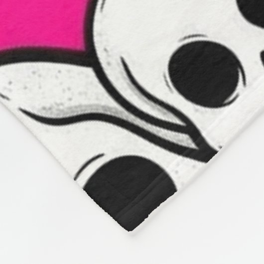 Rosa Totenkopf-Muster Fleece-Decke Fleecedecke (Ecke)