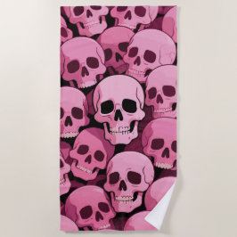 Rosa Totenkopf-Muster – Kühnes Gothic-Design Strandtuch