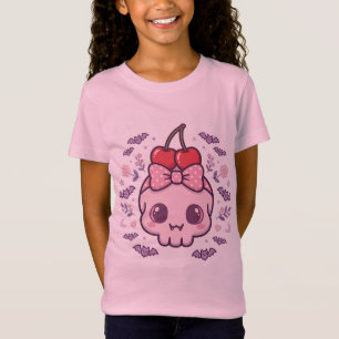 Rosa Totenkopf-T-Shirt für Kinder Halloween Süß T-Shirt