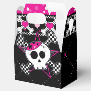Rosa Totenkopf- und Herz-Geburtstags-Geschenkboxen Geschenkschachtel