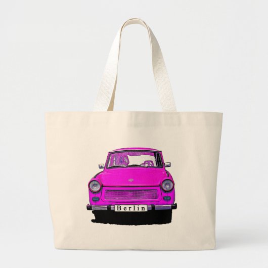 Rosa Trabant-Auto Jumbo Stoffbeutel (Vorne)