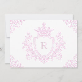 Rosa traditionelle Wappen-Monogramm-Taufe Baby Mäd Einladung