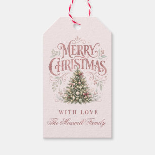 Rosa traditioneller Weihnachtsbaum Pinkmas Geschenkanhänger