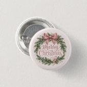 Rosa traditioneller Weihnachtskranz | Pinkmas Button (Vorne & Hinten)