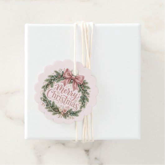 Rosa traditioneller Weihnachtskranz | Pinkmas Geschenkanhänger (Beispiel)