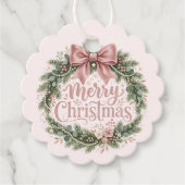 Rosa traditioneller Weihnachtskranz | Pinkmas Geschenkanhänger (Vorderseite)