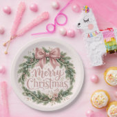 Rosa traditioneller Weihnachtskranz | Pinkmas Pappteller (Party)