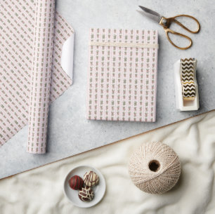 Rosa traditionelles Weihnachtsgestreiftes Band Geschenkpapier