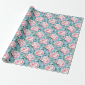 Rosa Trailing Peony Blues Geschenkpapier (Ungerollt)