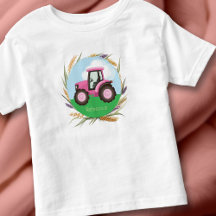 Rosa Traktor Mädchen Süß Personalisiert