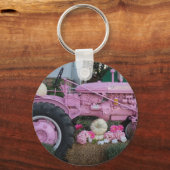 rosa Traktor Schlüsselanhänger (Vorderseite)