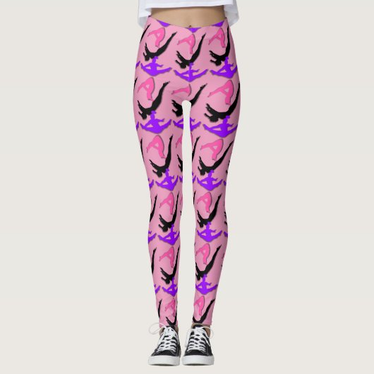 Rosa Trampoline-Gymnastikentwurfs-Muster-Leggings Leggings (Vorderseite)
