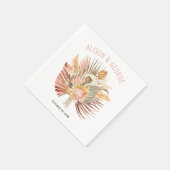 Rosa Trauben mit getrockneten Palmen und Pampas Serviette (Ecke)