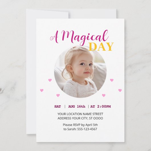 Rosa Traum Einhorn-Party Einladung (Rückseite)