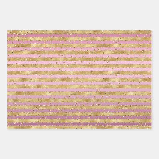 Rosa Traum Gold Glitz Sparkasse Leopard Geschenkpapier Set (Vorderseite 3)