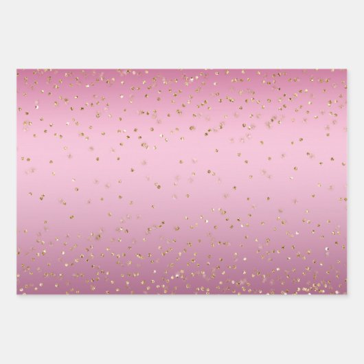 Rosa Traum Gold Glitz Sparkasse Leopard Geschenkpapier Set (Vorderseite)