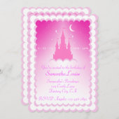 Rosa träumerisches Schloss im Wolken-Geburtstag Einladung (Vorne/Hinten)