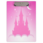 Rosa träumerisches Schloss im Wolken-sternenklaren Klemmbrett (Vorderseite)