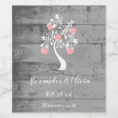 Rosa Tree of Hearts Wedding Wine Label Weinetikett (Einzelnes Label)
