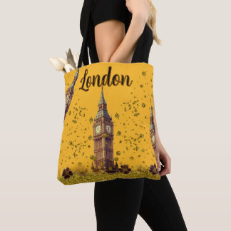 Rosa trendiger London Big Ben Gold Glitter Tasche