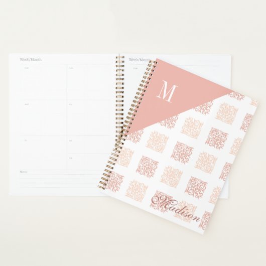 Rosa Trendy Geometric Monogram Planer (Anzeige)