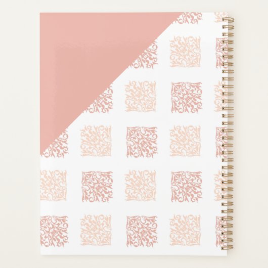 Rosa Trendy Geometric Monogram Planer (Rückseite)