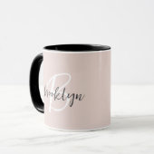 Rosa trendy graue Schrift Monogramm Name Tasse (Vorderseite Links)