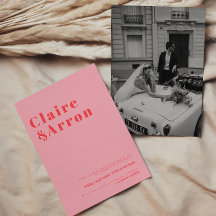 Rosa Trendy Wedding Einladung