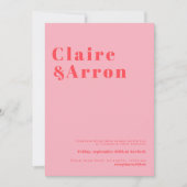 Rosa Trendy Wedding Einladung (Vorderseite)