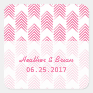 Rosa Tribal-Pfeile zum Hochzeitskleber Quadratischer Aufkleber