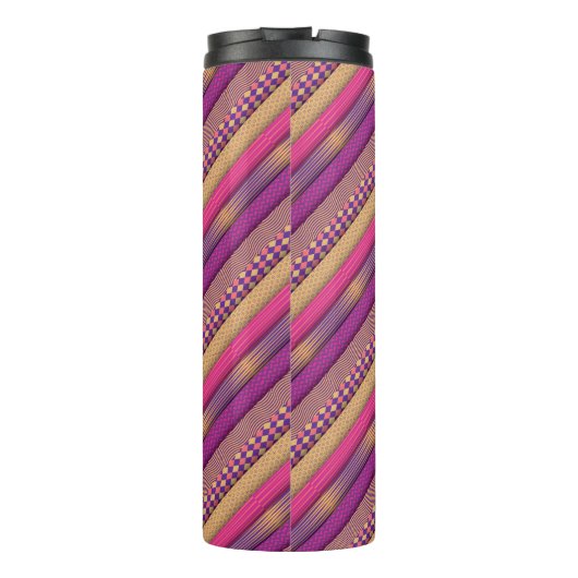 Rosa Tribal Streifen Geometrisches Muster fett eth Thermosbecher (Rückseite)
