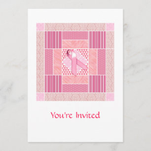 Rosa Tribute an Brustkrebsüberlebende Quilt Einladung
