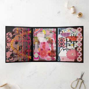 Rosa Trifold-Karte Dreifach Gefaltete Karte