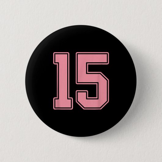 Rosa Trikot Nummer 15 Spieler Uniform #15 Button (Vorderseite)