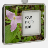 Rosa Trillium Blume Rahmen-Ornament Silber (Rechts)