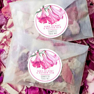 Rosa Trompetenlilie Blumenkunst Hochzeitskonfetti Runder Aufkleber