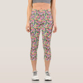 Rosa Tropen Capri Leggings (Vorderseite)