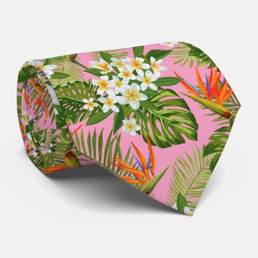 Rosa Tropen Krawatte (Gerollt)