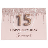 Rosa Tropfen aus Quinceanera Rose Gold Große Geschenktüte (Vorderseite)