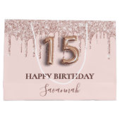 Rosa Tropfen aus Quinceanera Rose Gold Große Geschenktüte (Rückseite)