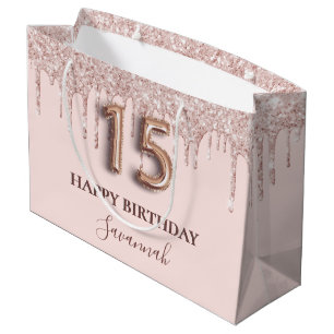 Rosa Tropfen aus Quinceanera Rose Gold Große Geschenktüte
